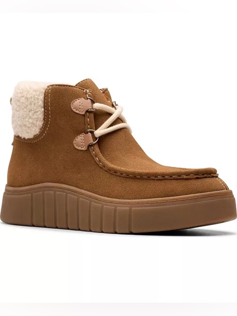 ♥️♥️ Clarks Collection Women's Mykah Izzy Cozy Lace-Up Booties - Dark Tan Suede